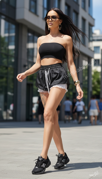 Szorty Ofelia z koronką czarne