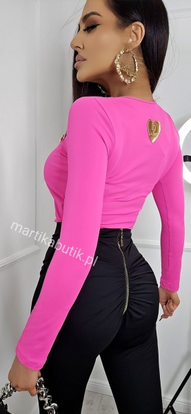 Legginsy wysoki stan ZIP tył czarne La Diva 