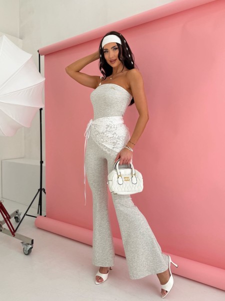 Kombinezon PASTEL szary melanż dzwony M.TISSU   