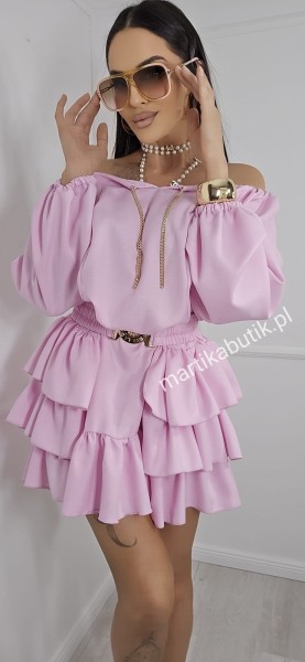 Sukienka z łańcuszkiem cukierkowy róż LA DIVA 