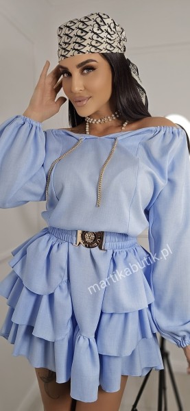 Sukienka z łańcuszkiem błękit LA DIVA 