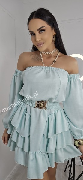 Sukienka z paskiem mięta LA DIVA  