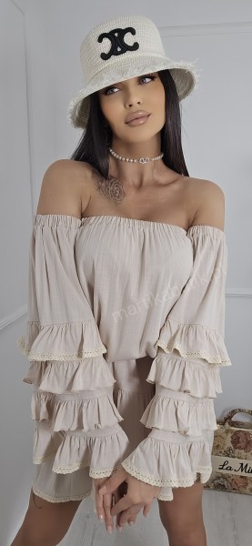 Sukienka z paskiem BOHO beż LA DIVA 