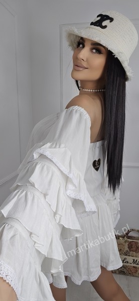 Sukienka z paskiem BOHO ecru LA DIVA 