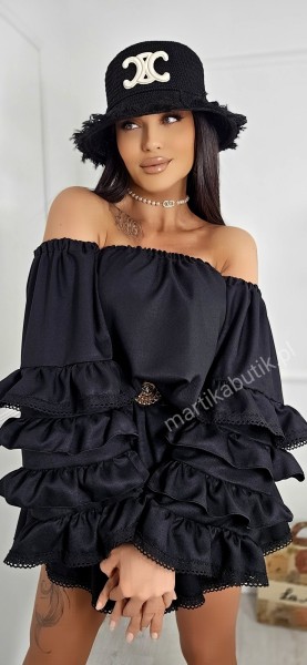 Sukienka z paskiem BOHO czarna LA DIVA  