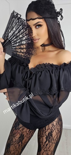 Koronkowe legginsy na palec czarne 