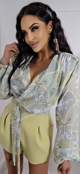 Bluzka przekładana khaki cytryna La Milla