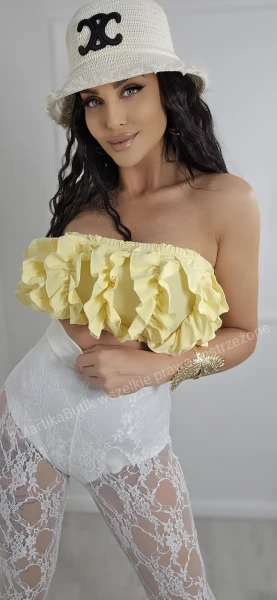 Top opaska falbanki cytryna