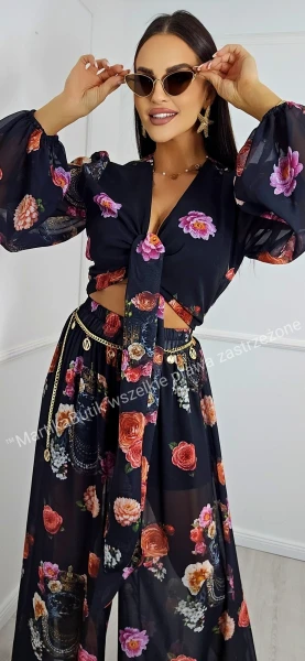 Komplet long szyfon Black Chica LA DIVA 