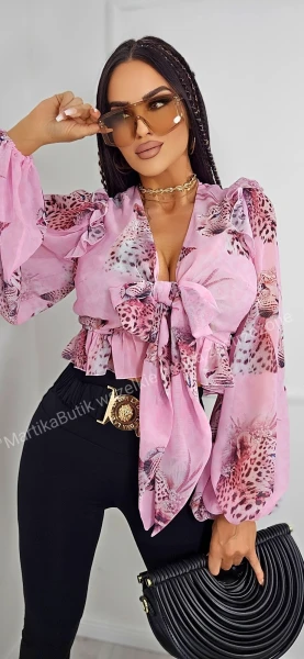 Bluzka falbanka Tiger Pink LA DIVA