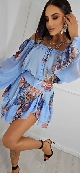 Komplet DESSA szyfon róże blue LA DIVA 