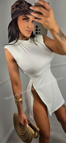 Sukienka ZIP ecru KS VELVET SIN