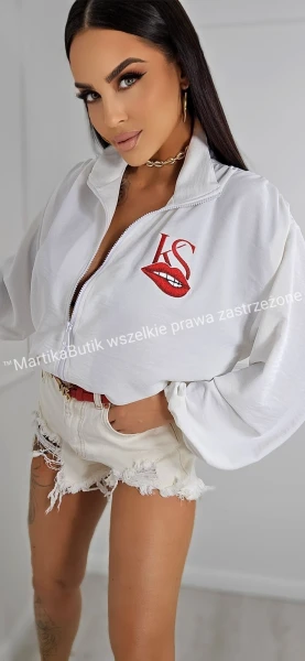 Lekka bomberka LIPS ecru KS VELVET SIN