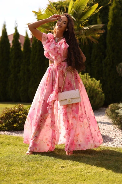Sukienka Afrodyta maxi pink rose