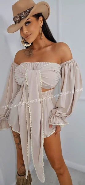 Set boho krepa beż LA DIVA 