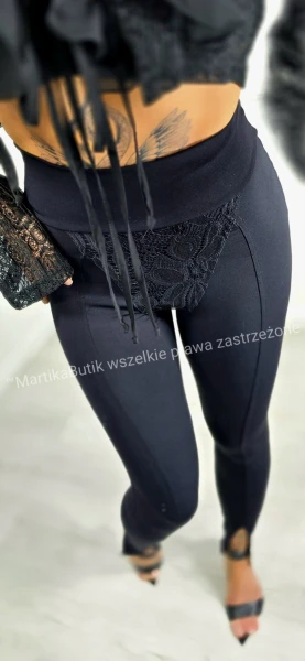 Legginsy POSH z koronką czarne