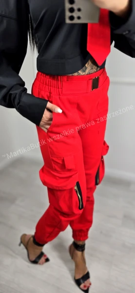 Spodnie bojówki cargo jeans PREMIUM czerwone