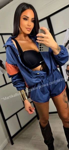 Set ortalionowy granatowo- miedziany LA MILLA