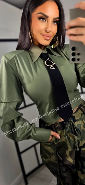 Koszula D'or z krawatem khaki