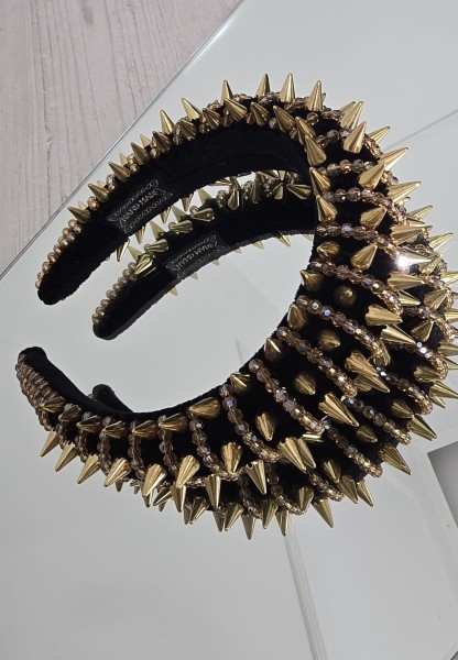 Ręcznie robiona opaska złote ćwieki